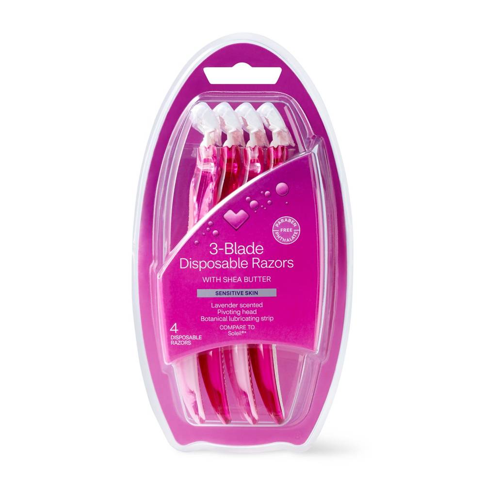 CVS Beauty 3-Blade Lavender Disposable Razors, 4CT