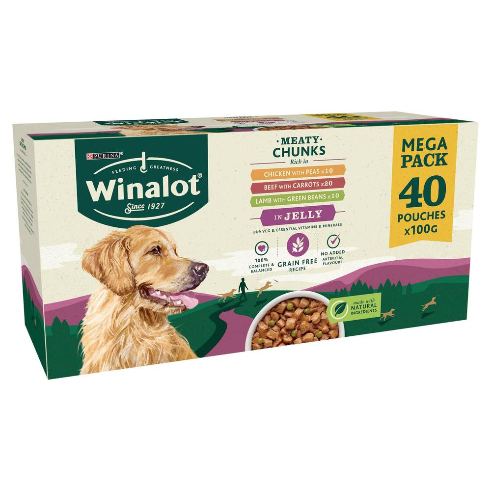 WINALOT Adult Dog Food Pouch Mixed in Jelly 40 x 100g