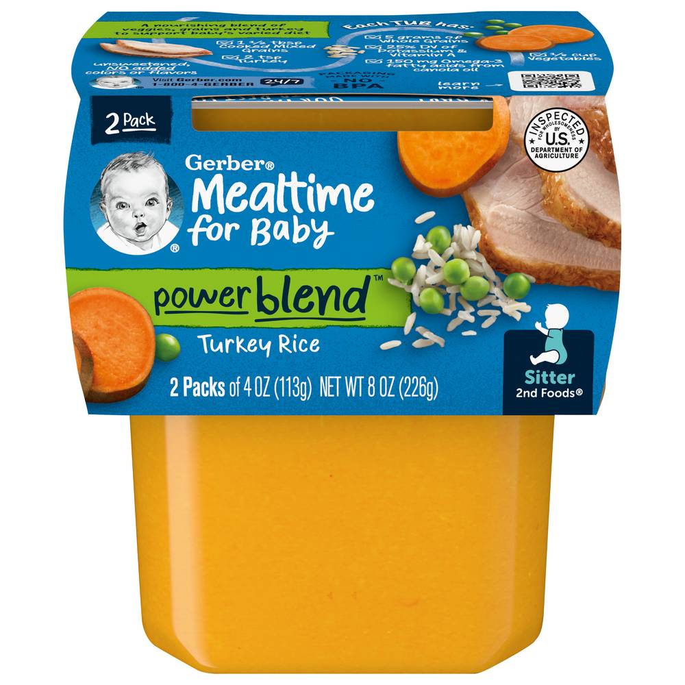 Gerber Power Blend Mealtime Turkey Rice For 2nd Baby Foods (8 oz)