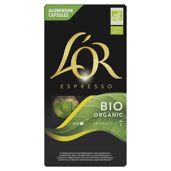 L'or - Bio organic café capsules compatibles espresso intensité 7 (52 g)