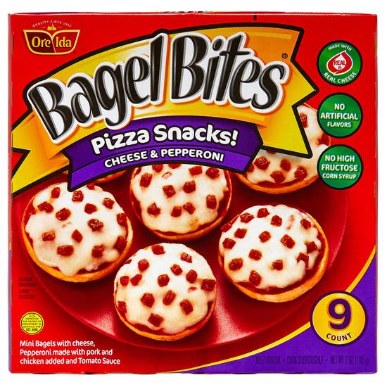 Order Bagel Bites Frozen Pepperoni Pizza Snacks 9ct 7oz food online from Everyday Needs by Gopuff store, Ladera Ranch on bringmethat.com