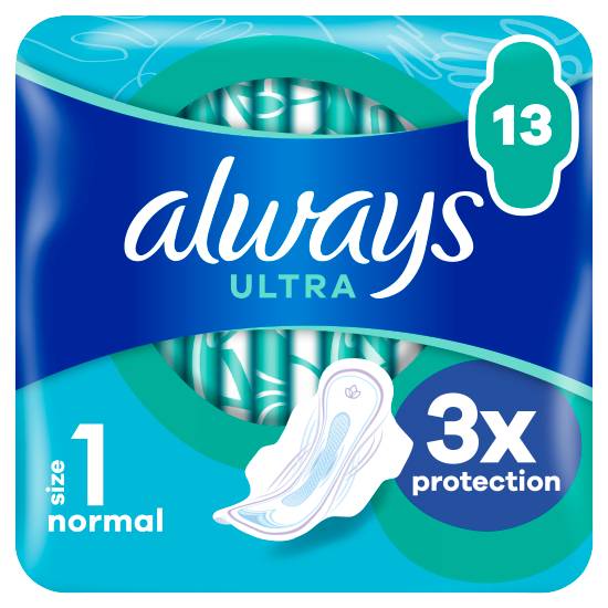 Always 1, Ultra Day Sanitary Towels Normal Wings (13 pack)