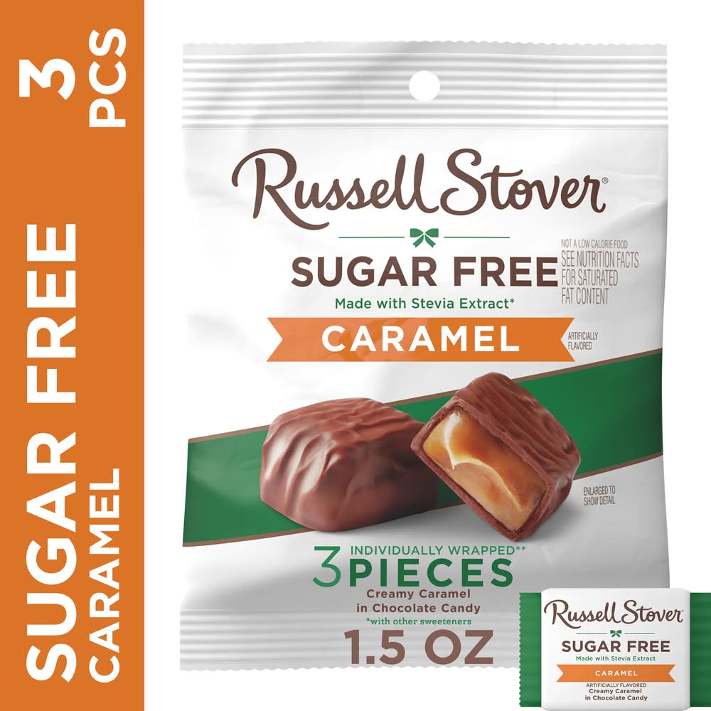 Russell Stover Sugar Free Chocolate Candy, Caramel (1.5 oz, 3 ct)