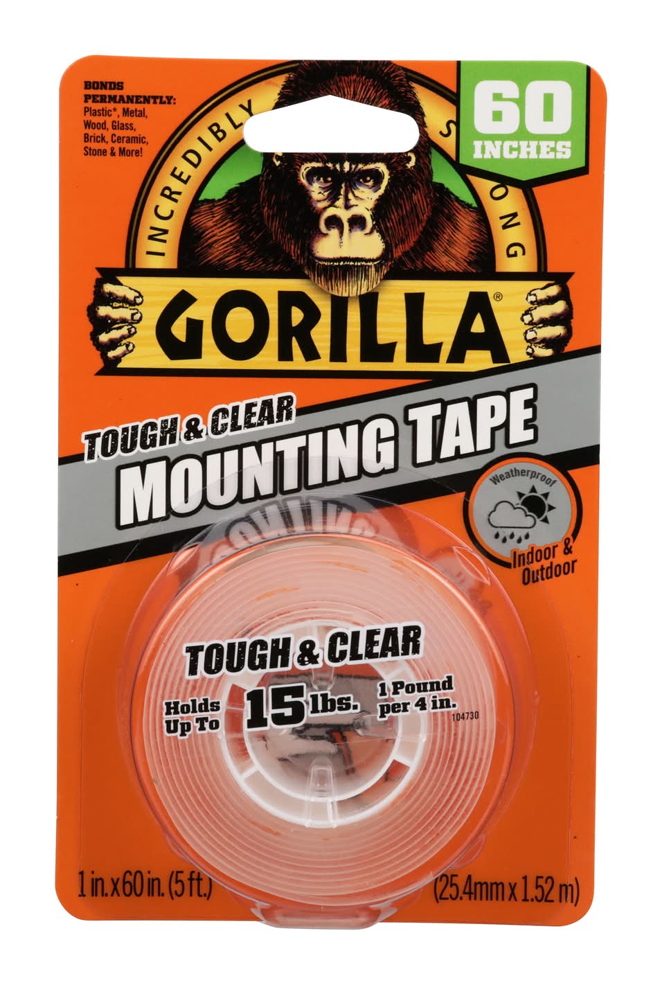 Gorilla 60 In. L X 1 In. W Double-Sided Mounting Tape