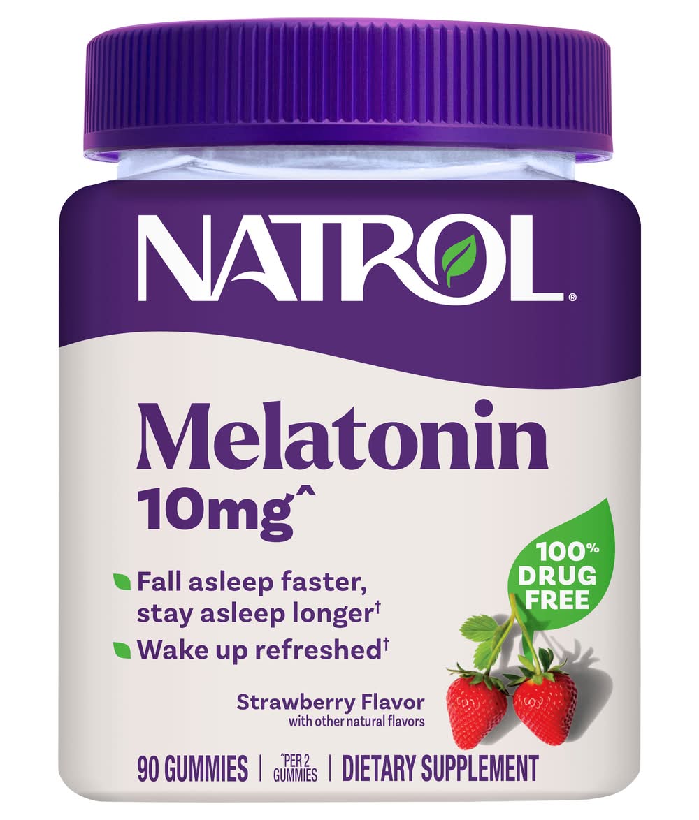 Natrol Melatonin Dietary Supplement Gummies 10 mg, Strawberry (90 ct)