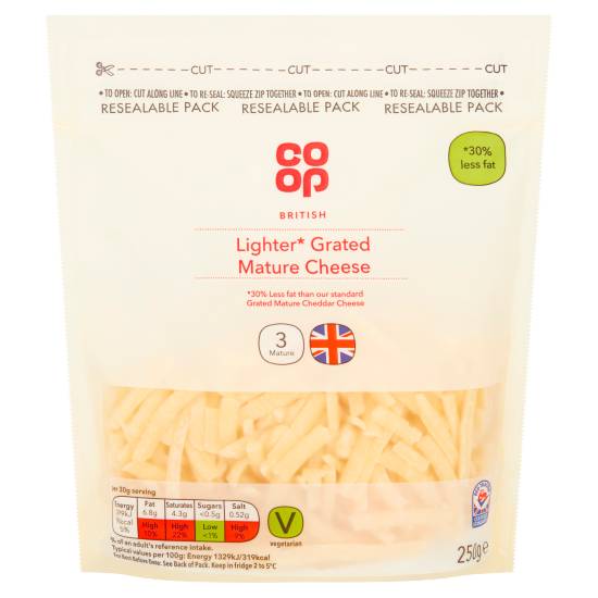 Co-op British Lighter Grated Mature Cheese (250g)