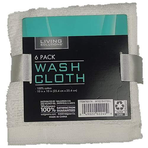 Living Solutions Wash Cloth - 6.0 ea