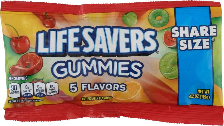 Life Savers Share Size Gummies Candy (cherry, watermelon, orange, strawberry, green apple)