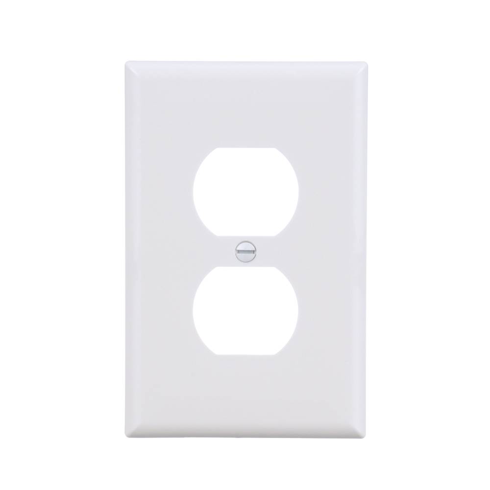 Eaton 1-Gang Midsize White Polycarbonate Indoor Duplex Wall Plate (10-Pack) | PJ8W-10-LW