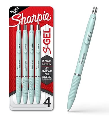 Sharpie S-Gel Retractable Gel Pen, Medium Point, 0.7mm, Black Ink, 4/Pack (2220962)