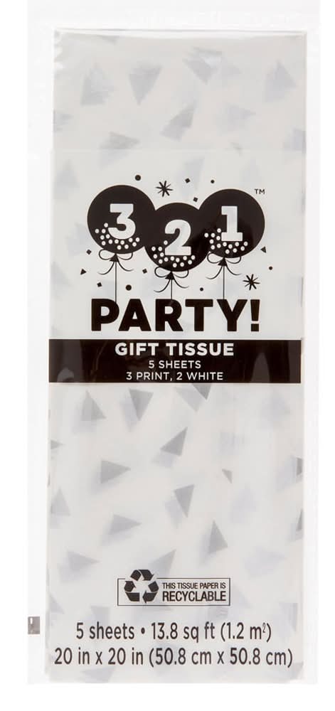 321 Party! Metallic Triangle And Polka Dot Gift Tissue Paper 5 Ct Assorted