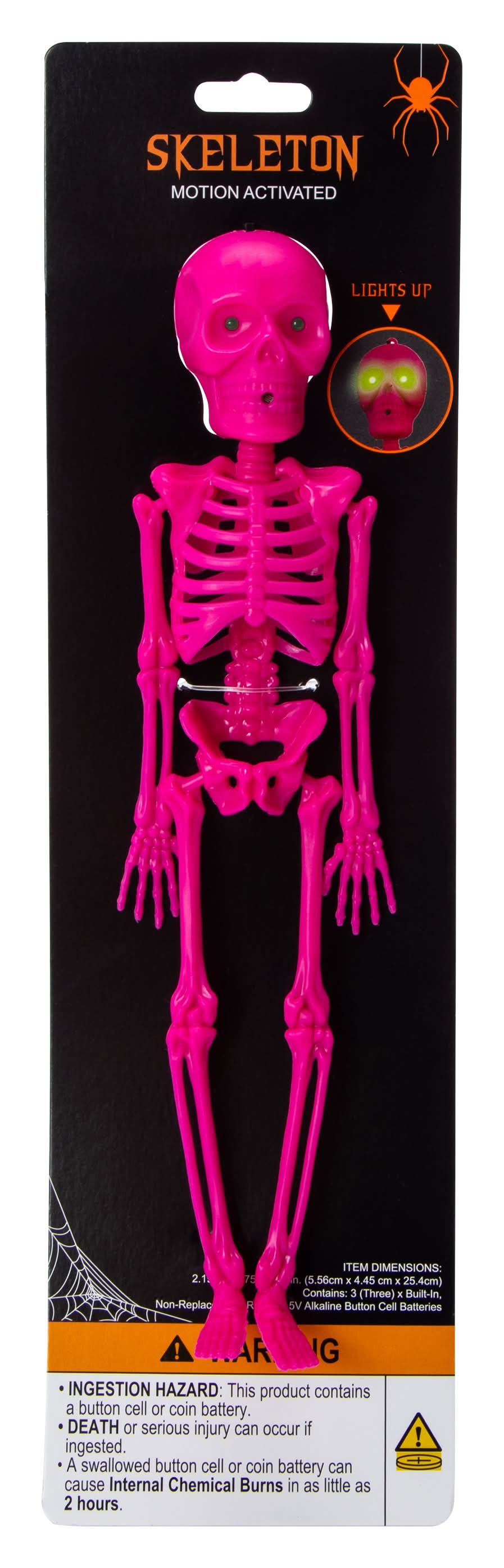 Mini Neon Skeleton With Light-Up Eyes 10in Pink