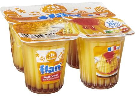 Flan  caramel CARREFOUR CLASSIC' - les 4 pots de 100g