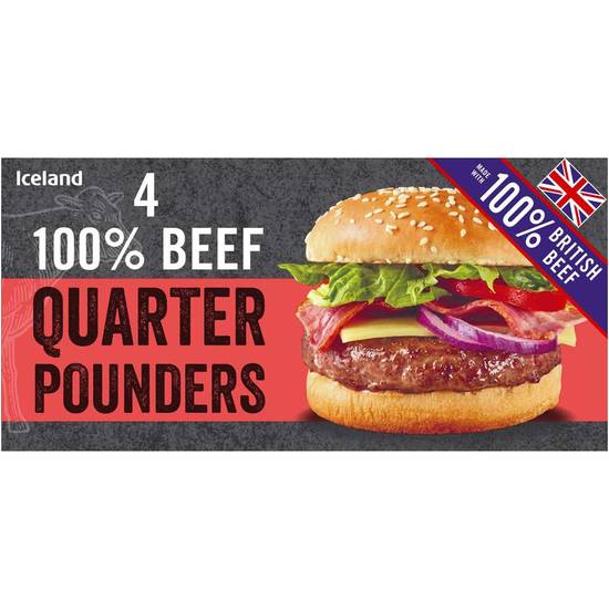 Iceland 100% Beef Quarter Pounders 4 Pack
