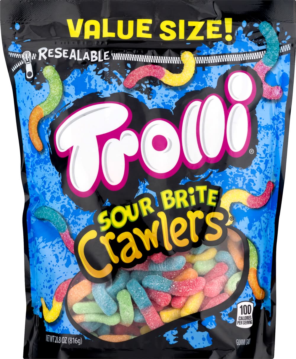 Trolli Sour Brite Crawlers Gummy Worms Candy Bag, Assorted (28.8 lbs)