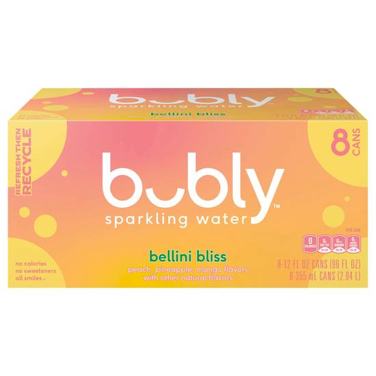 Bubly Bellini Bliss Sparkling Water (8 ct , 12 fl oz) (peach - pineapple - mango)
