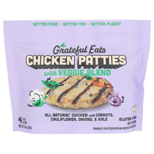 Grateful Eats Chicken Patties With Carrots, Cauliflower, Onions, Kale