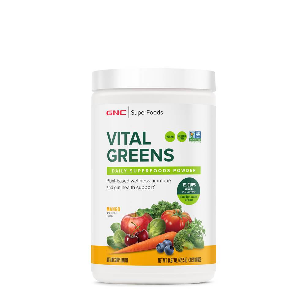 GNC Vital Greens Daily Superfoods Powder, Mango (14.87 fl oz)