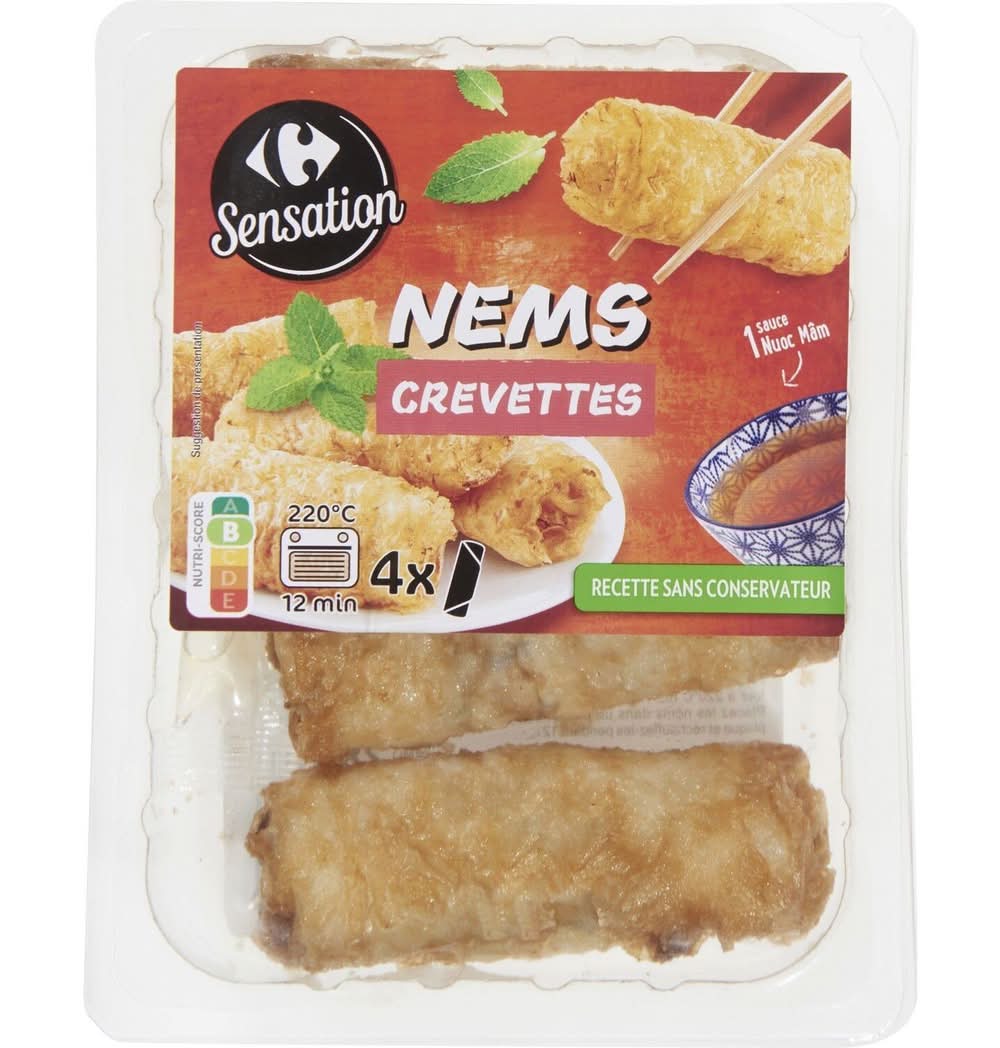 Carrefour Sensation - Nems avec sauce nuoc mâm, crevettes (4 x 65g)