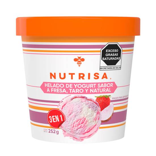 Nutrisa helado de yogurt sabor fresa, taro y natural (bote 252 g)