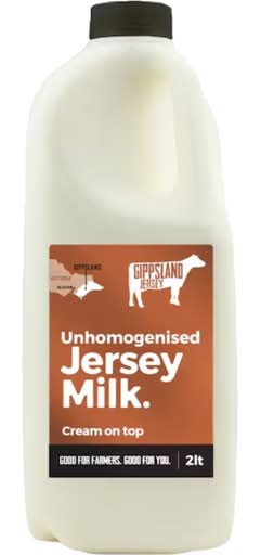 Gippsland Dairy Jersey Extra Creamy Milk Unhomogenised (2L)