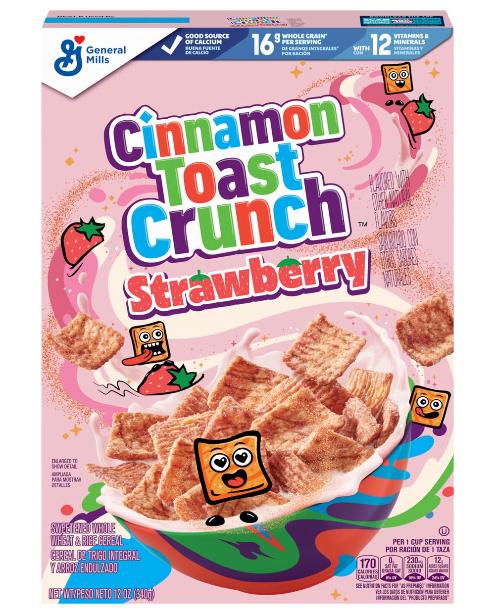 Cinnamon Toast Crunch Sweetened Whole Wheat & Rice Cereal, Strawberry (12 oz)