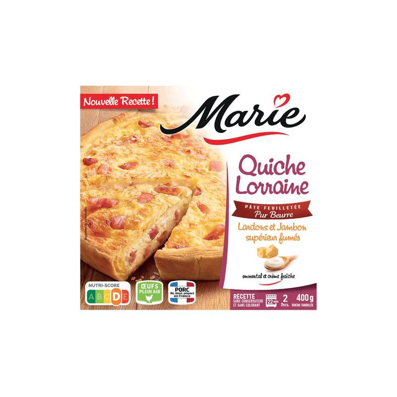 Marie - Quiche lorraine lardons et jambon supérieur fumés (400g)