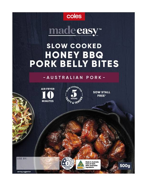 Coles Made Easy Slow Cooked Honey Bbq Pork Belly Bites (500g)