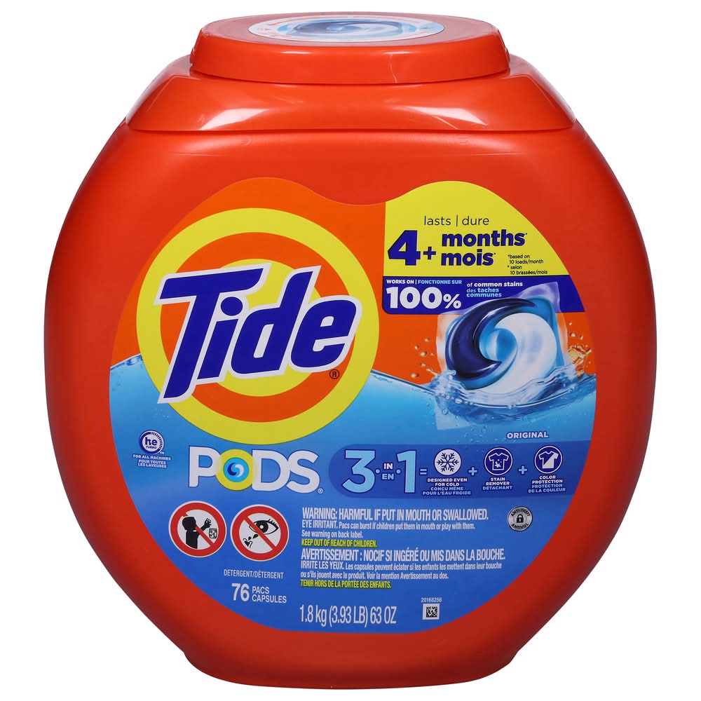 Tide Pods Capsules 3 in 1 Original Coldwater Clean Detergent (63 oz, 76 ct)