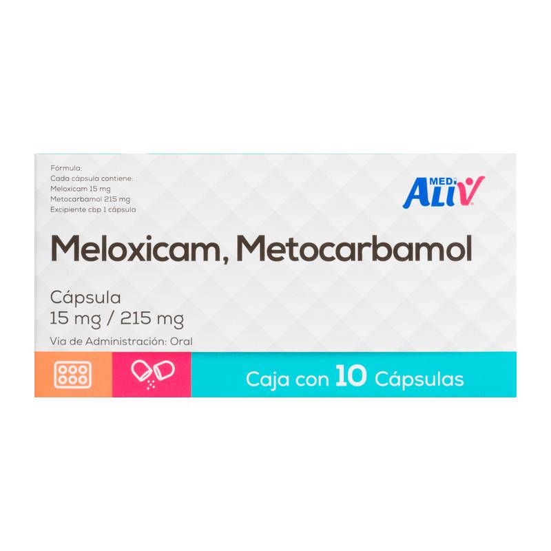 Medialiv meloxicam/metocarbamol cápsulas 15 mg/ 215 mg (10 piezas)