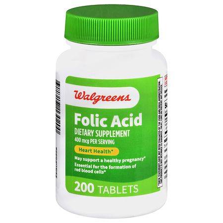 Walgreens Folic Acid Dietary Supplement 400 Mcg Tablets