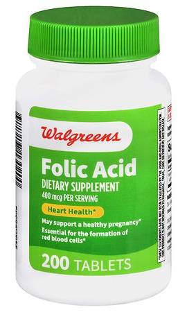 Walgreens Folic Acid Dietary Supplement 400 Mcg Tablets (4.8 oz)
