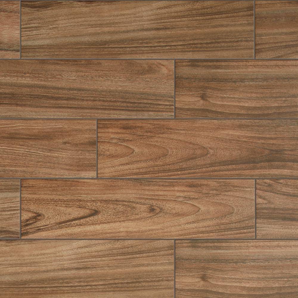 Daltile Baker Wood 6 In. X 24 In. Walnut Glazed Porcelain Floor And Wall Tile (0.97 Sq. Ft./Each)