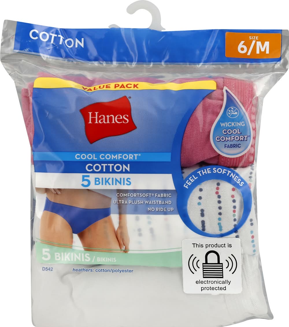 Hanes Cool Comfort Value pack Size 6/m Cotton Bikinis