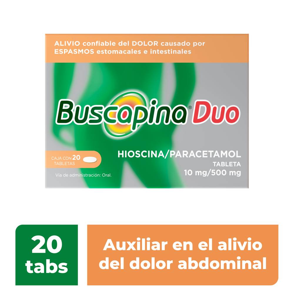 Buscapina · Duo hioscina paracetamol tabletas 10 mg/500 mg (20 un)