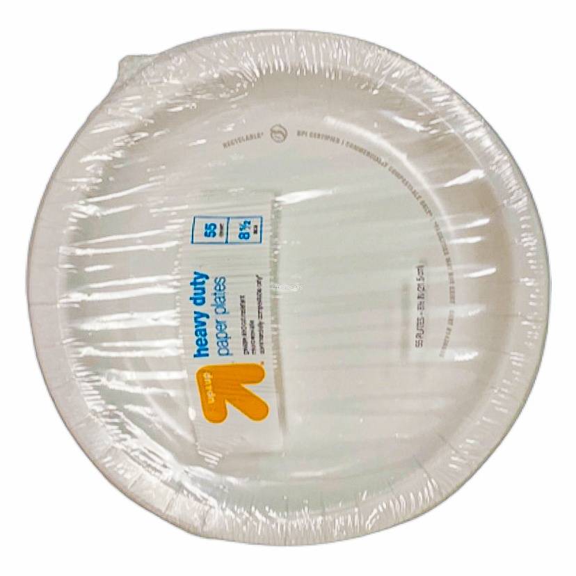 up&up Heavy Duty Paper Plates, Cream (55 ct)