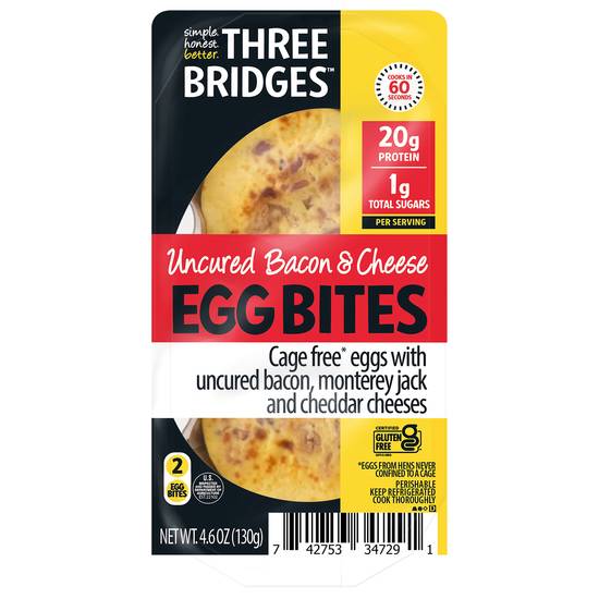 Three Bridges Uncured Bacon & Cheese Egg Bites (2 ct)