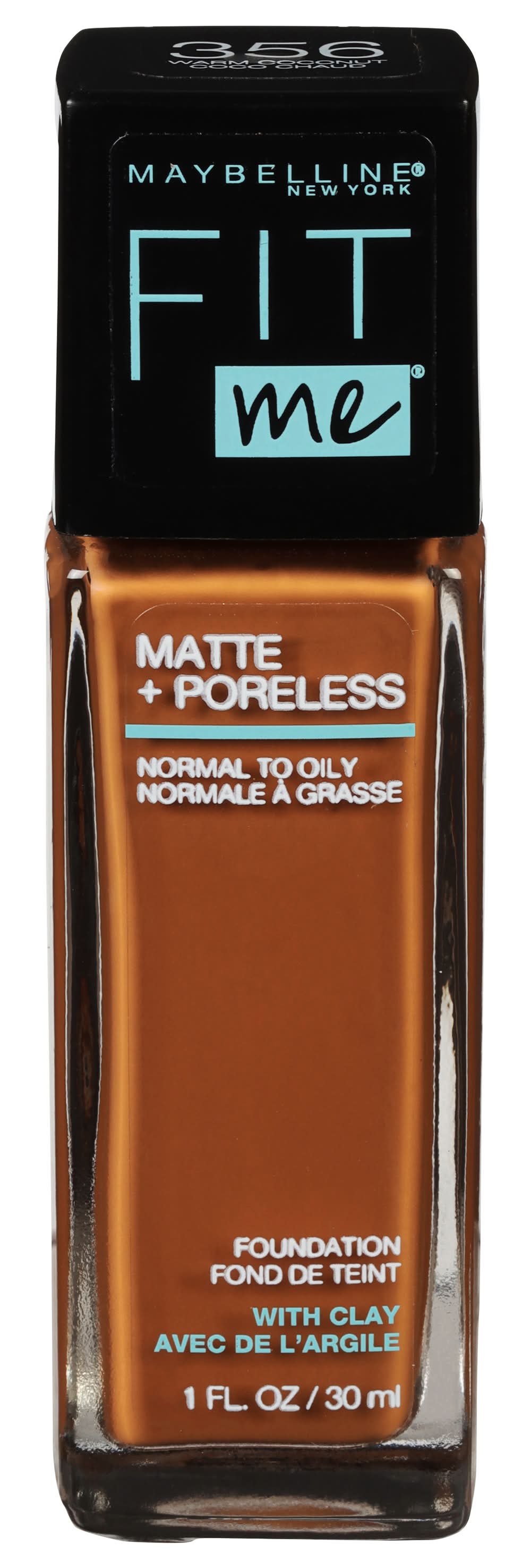 Maybelline Fit Me Clay Matte + Poreless Foundation, 356 Warm Coconut (1.04 oz)