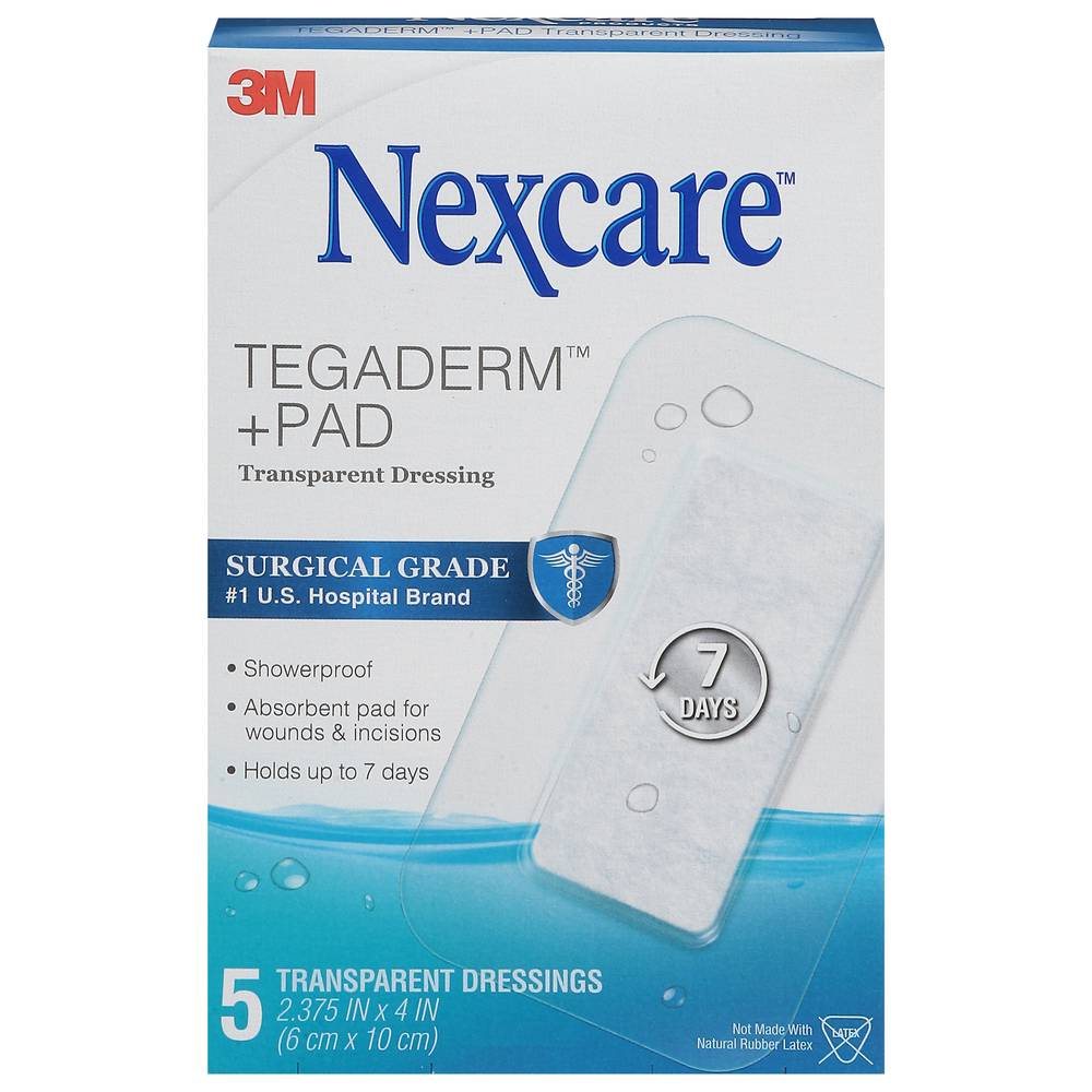 Nexcare 2.375 In X 4 in Tegaderm +Pad Transparent Dressings (0.01 oz)