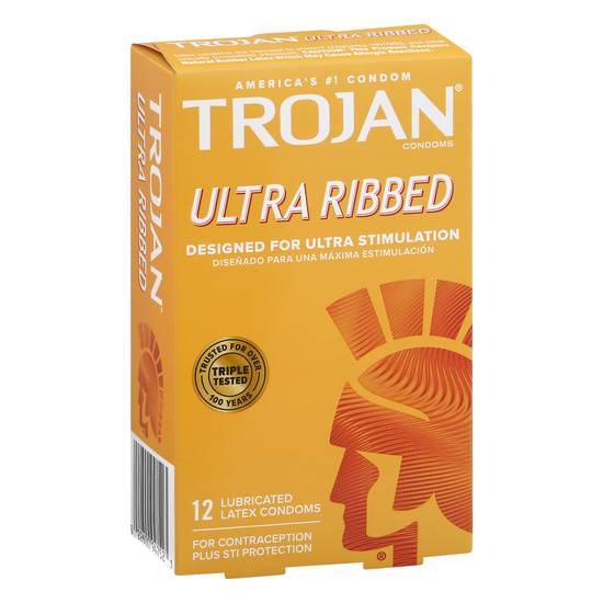 Trojan Ultra Ribbed Condoms (12 ct)
