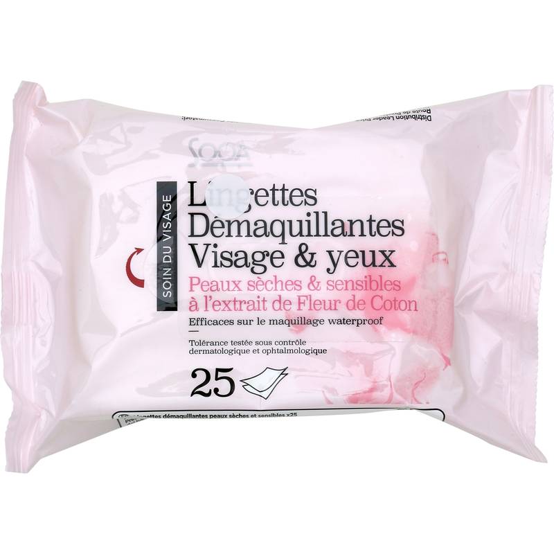 SOOA - Lingettes démaquillantes visage et yeux peaux sèches et sensibles (25)