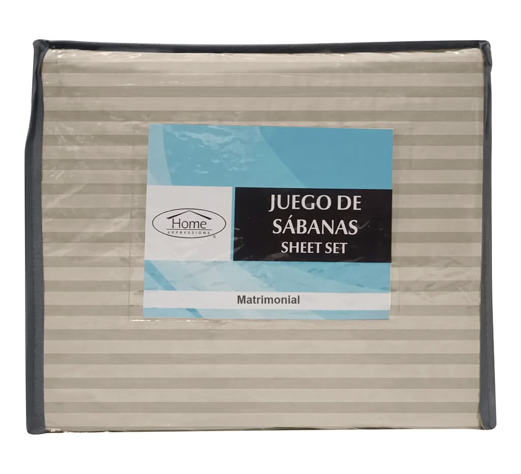 Home Expressions · Sábanas embossed stripes beige matrimonial