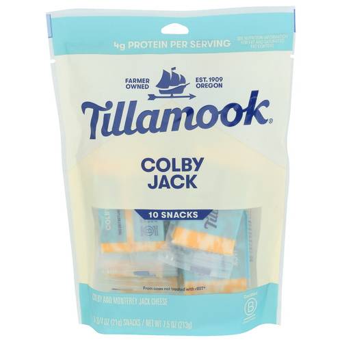 Tillamook Colby Jack Cheese Snack Portions 10 Pack