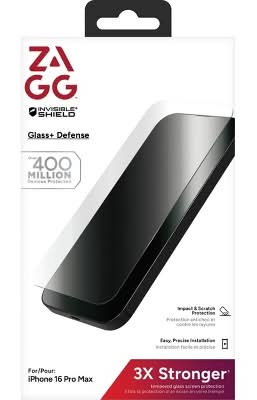 Zagg Glass Plus Defense Iphone 16 Pro Max Screen Protector, Clear