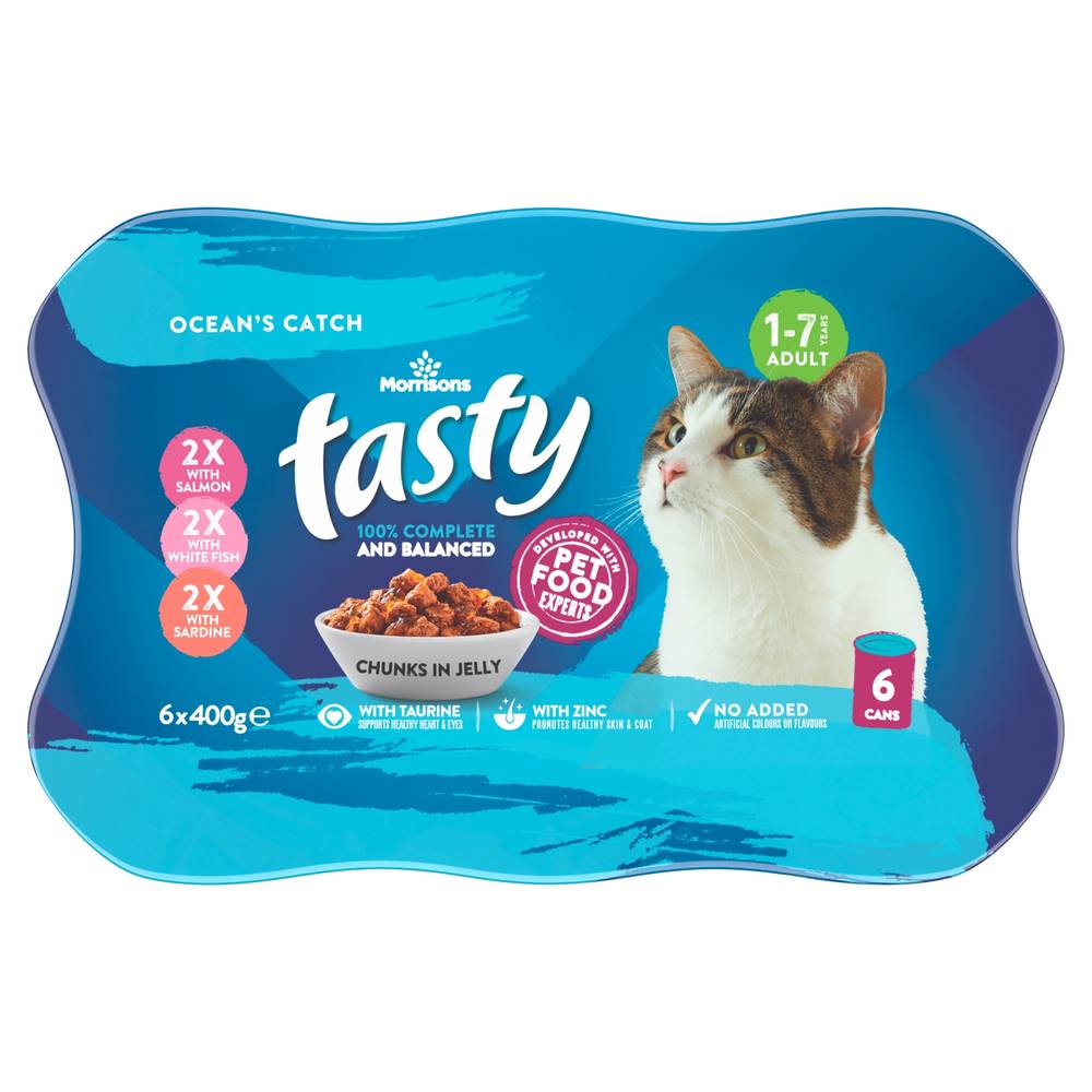 Morrisons Tasty Chunks in Jelly Ocean's Catch Adult Cat Food (6 pack)