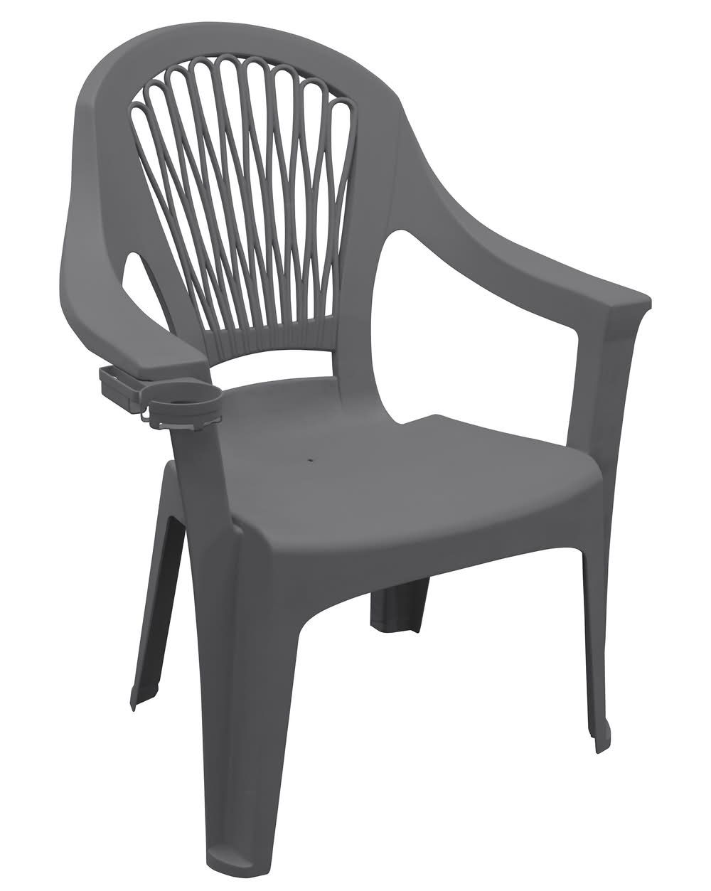Adams PATIO Stackable Charcoal Resin Frame Stationary Conversation Chair with Solid Seat