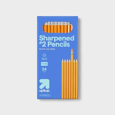 up&up School Supplies Sharpened Wood Pencils, 2.05 mm, Yellow (24 ct)