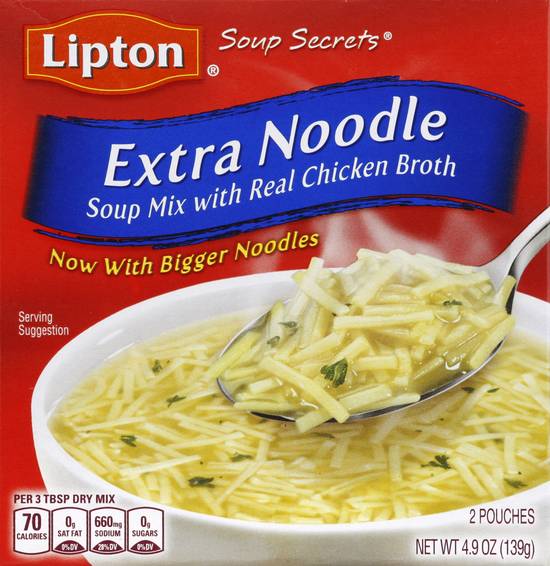 Lipton Soup Secrets Extra Noodle Soup Mix With Real Chicken Broth (2 ct)