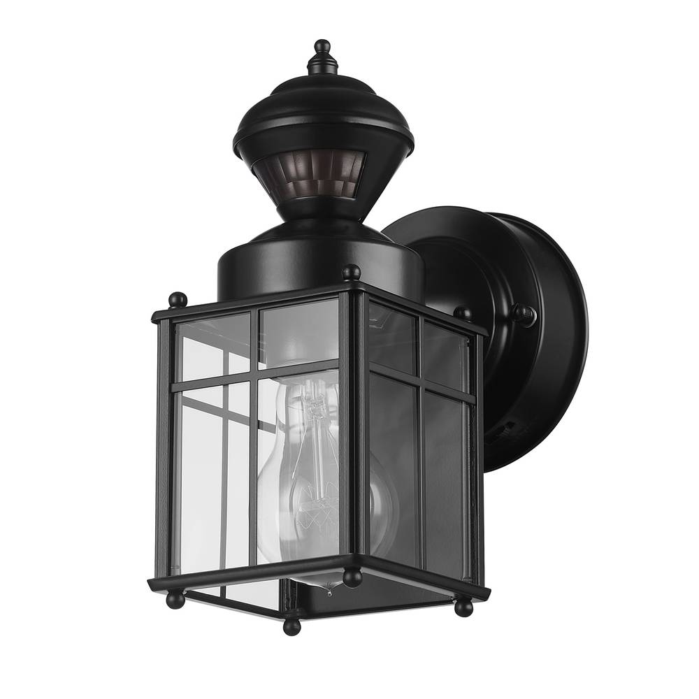 allen + roth Creekridge 1-Light 10.83-in H Matte Black Motion Sensor Outdoor Wall Light | SH-4132-MB