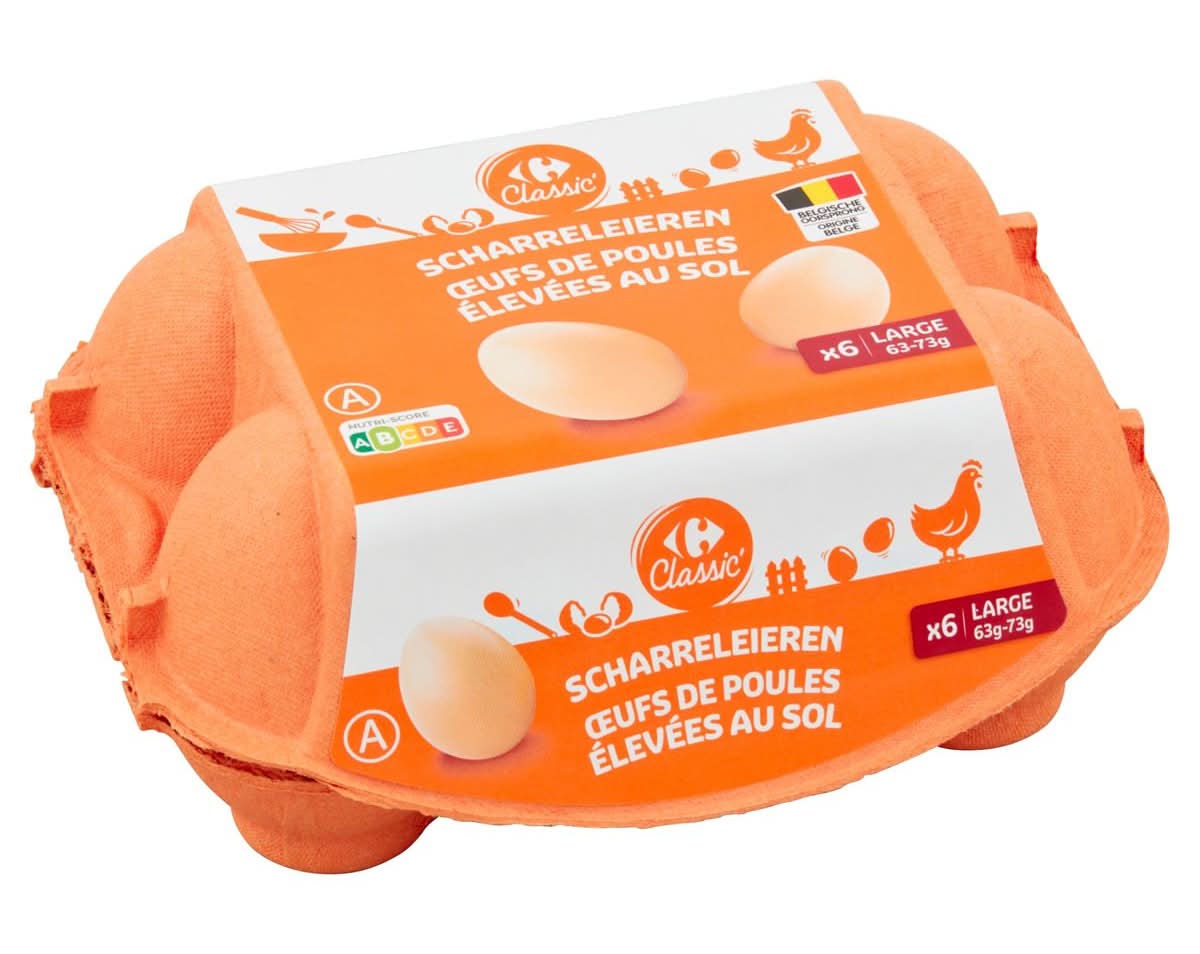 Carrefour Classic'' Œufs de Poules Élevées au Sol Large 6 Pièces